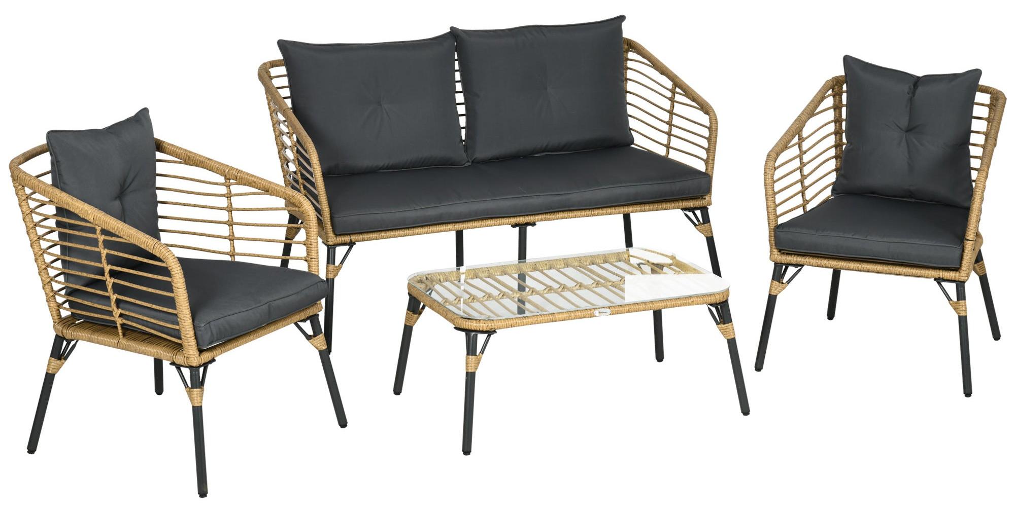 Loungeset für den Außenbereich - Gartenmöbel-Set - Loungeset für den Balkon - Gartenbank mit Sesseln