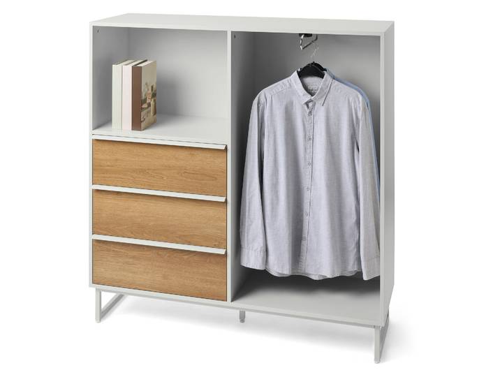 Tchibo - Kommode »Leeg« mit 3 Schubladen und Kleiderstange - 120x40x124cm - hellgrau -