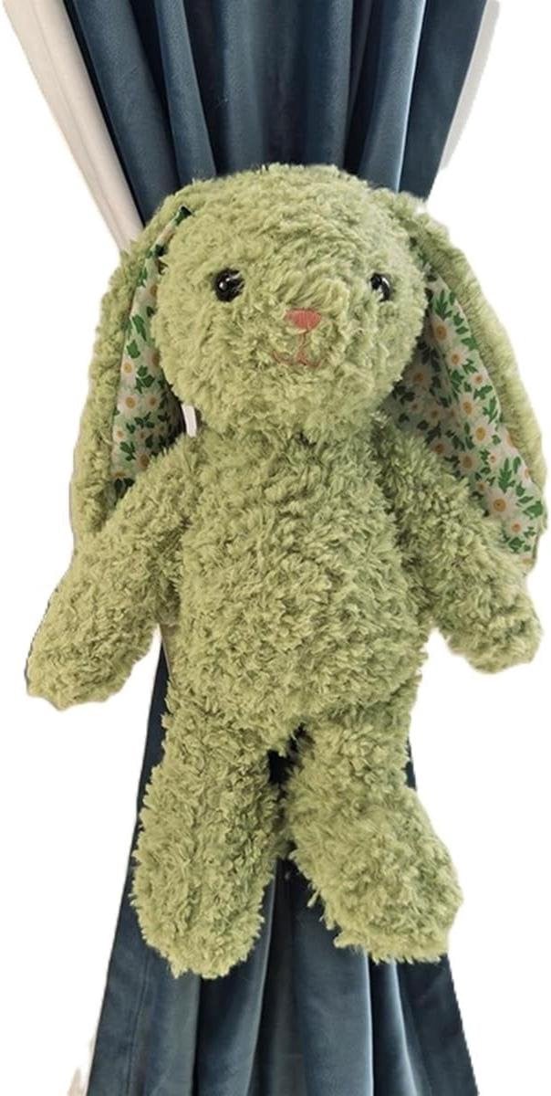 Groen Pluche Gordijnband met Dieren Decoratie - 1 cm breed
