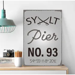 Metallbild QUEENCE "Sylt Pier", schwarz (farbe bild(er): schwarz), B:20cm H:30cm, Metall, Stahl, Bilder, Stahlschilder
