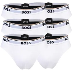 BOSS Herren Slips, 6er Pack - Briefs 3P Power, Cotton Stretch, Logo, einfarbig Weiß / XL