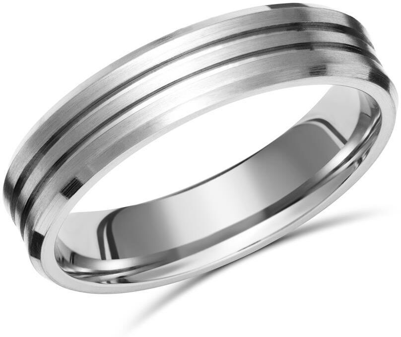Unique Titanring matt mit Glanzrillen 6mm silber