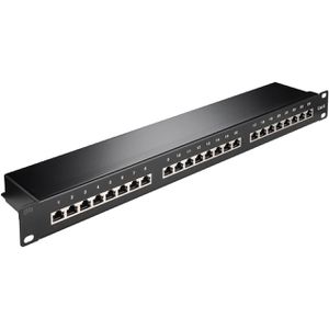 Goobay Patchpanel 93048, Cat 6, 19 Zoll, 1HE, schwarz, STP geschirmt, mit 24 Ports