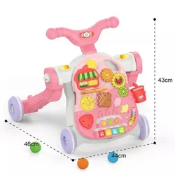 2-in-1 Lauflernhilfe und Aktivitätstisch – Pink