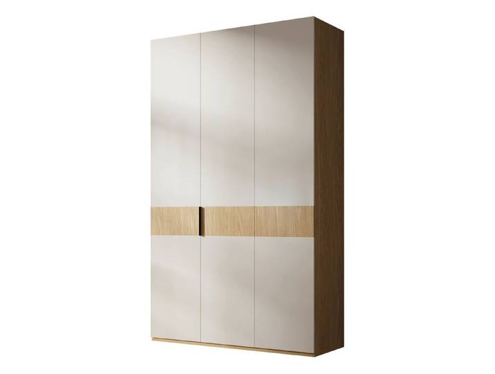 MIRJAN24 Kleiderschrank Soreno 135 3D (mit drei Drehtüren und drei Schubladen) 135x60x237 cm, Aluminiumgriff in Gold oder Schwarz