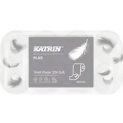 8 Rollen Katrin Plus Toilettenpapier 3-Lagig 250 Blatt weich, weiß saugfähig