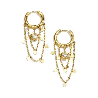 Paar Ohrhänger ADELIA´S "LIVAYA", Damen, Gr. Damen, Edelstahl, gold (goldfarben), Ohrringe, Trendiger Modeschmuck mit feinen Ketten und kleinen Herzanhängern