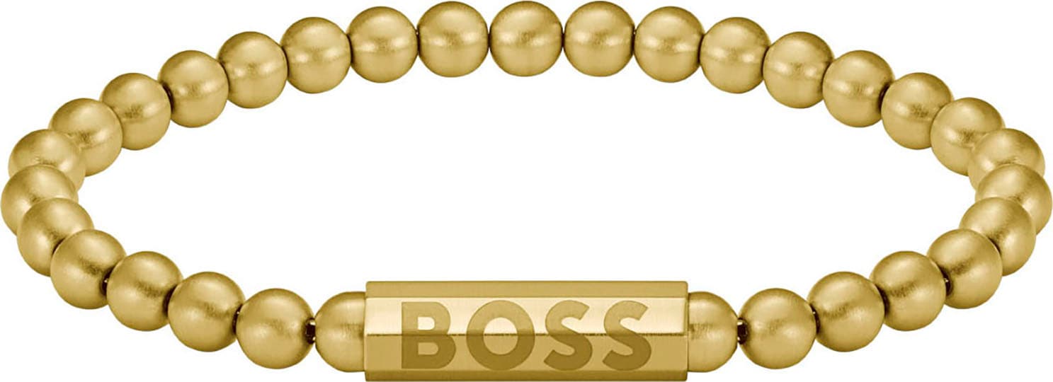 Armband BOSS "SPHERE" Gr. M, gold (gelbgoldfarben), Armbänder, Damen, M, Edelstahl, Armband gelbgoldfarben M, Edelstahl