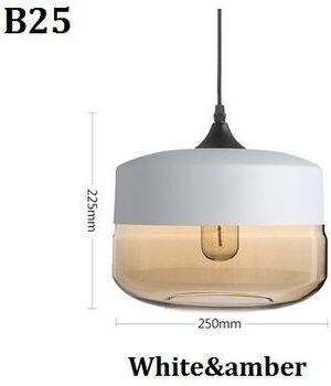 On Spot Shop Nordic Pendant Lamp, Modern Glass Hanging LED Light Fixture For Restaurant, Living Room, Bedroom, Indoor Decoration b White Amber