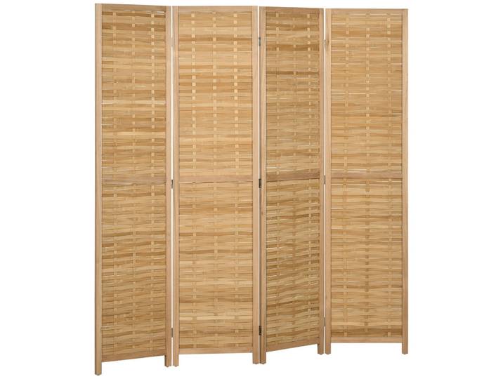 Homcom Paravent 4-teilig, 160 x 170 cm, Natur, Naturfarben, Naturmaterialien, 1.8x170x160 cm, Wohnzimmer, Raumteiler & Paravents, Paravents
