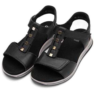 Keilsandalette ARA "OSAKA-S", Damen, Gr. 37, schwarz, Glattleder, unifarben, Basic, Schuhe, Keilabsatz, Riemchensandale mit High Soft-Funktion, H-Weite