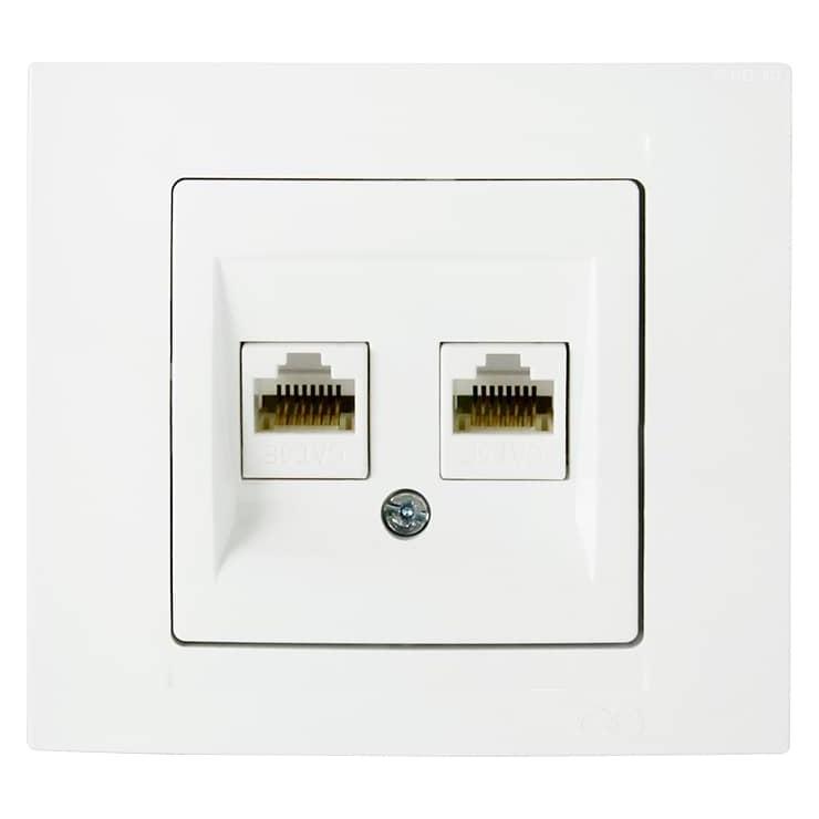 Gunsan Moderna Datenbuchse 2-fach CAT5e Internet Netzwerk Weiss (31793600)