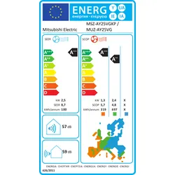 Inverter-Klimaanlage Mitsubishi Electric AY MSZ-AY25VGKP /MUZ-AY25VG + / 9 000 BTU