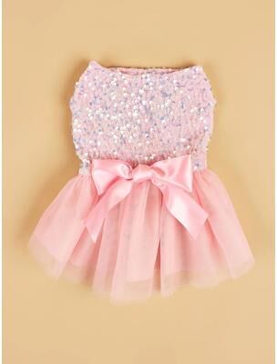 Uplift Picks Princess Style Dog Dress With Sequin Bowknot And Tulle Skirt For Puppies And Cats pink xl