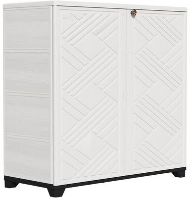 / 33.5 In Outdoor Storage Cabinet, Patio Shed for Brooms, Trash Bins, Gardening Tools, Pool Supplies,Household Organization