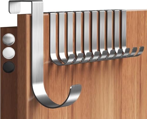 Menz Set van 10 Zilveren Deurhaken - RVS J-vormige Kledinghaken