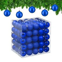 Relaxdays Weihnachtskugeln im 100er Set Blau,Silber