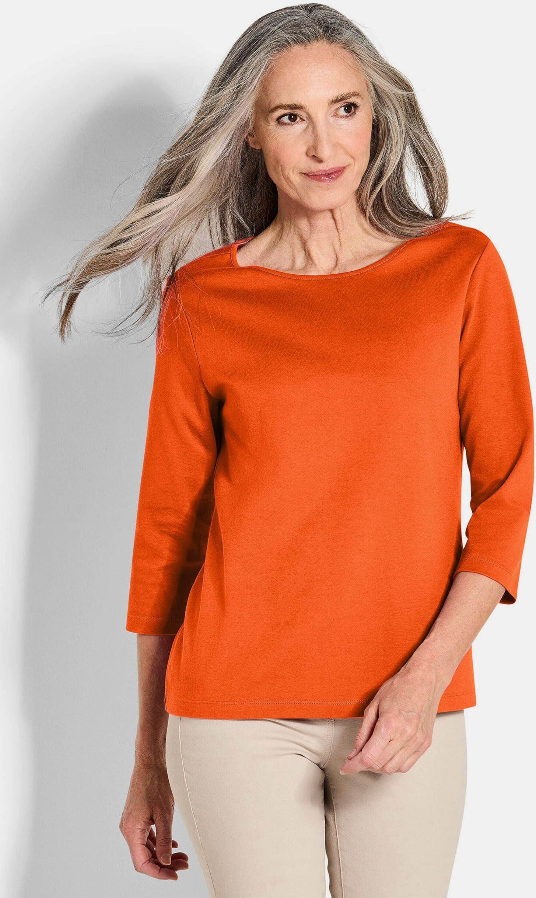 Kurzarmshirt GOLDNER "Basic Shirt mit U-Boot-Ausschnitt", Damen, Gr. 48, rot (terrakotta), Obermaterial: 100% Baumwolle CO., Modisch, U-Boot-Ausschnitt, Shirts Kurzarmshirt, U-Boot-Ausschnitt