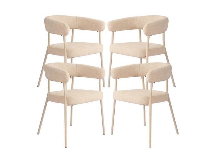 en.casa Esszimmerstuhl (Set, 4 St), »Huk« gepolstert Metallbeine Beige