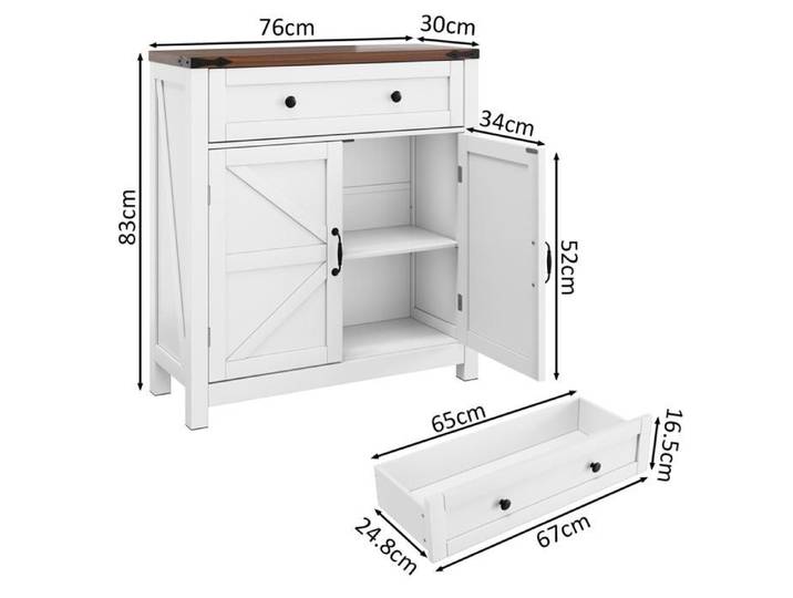 Armoires de rangement de ferme avec tiroirs et étagères réglables armoires de cuisine blanches avec comptoirs en noix 76x30x83cm