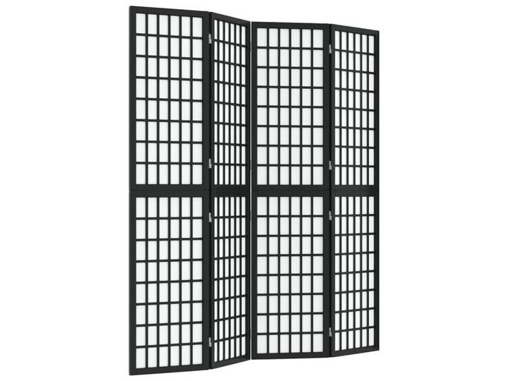 vidaXL Raumteiler 4-tlg. Paravent Japanischer Stil Faltbar 160x170 cm Schwarz, 1-tlg.