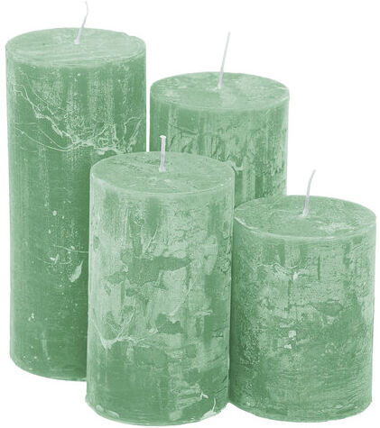 Rustikale Kerzen, mint, abgestuft, 4 Stück