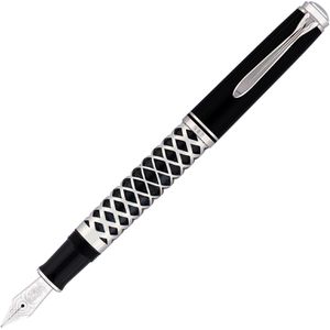 Pelikan Füller Souverän M805 Metal Sleeve, Feder EF, schwarz/silber, 18-Karat Goldfeder rhodiniert