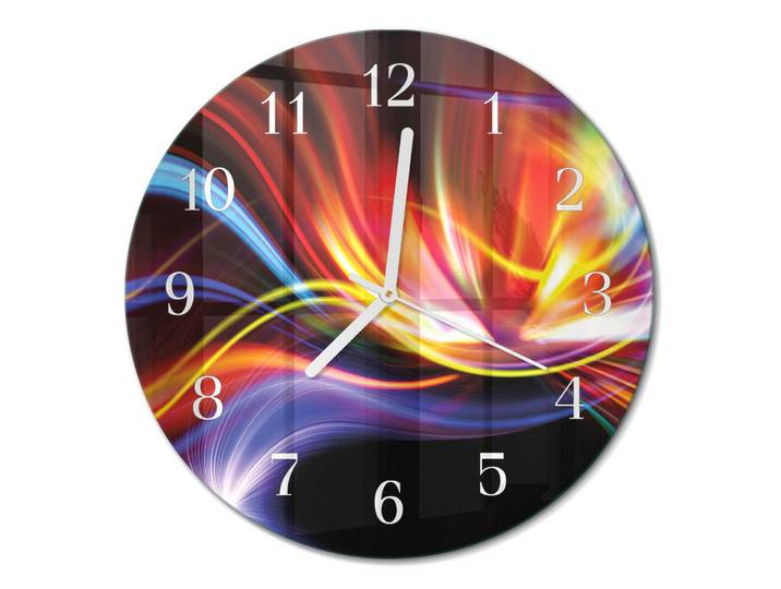 Tulup Wanduhr fi30 cm - Abstrakte Kunst, Mehrfarbig, Glas, Rund, 30x30x0.4 cm, Dekoration, Uhren, Wanduhren