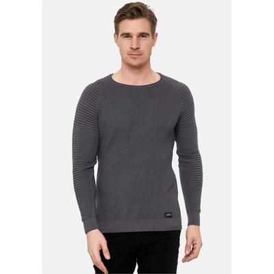 Strickpullover RUSTY NEAL, Herren, Gr. S, grau (anthrazit), 50% Polyacryl, 50% Baumwolle, unifarben, normal, Rundhals, Pullover Strickpullover, mit modernem Rundhalsausschnitt