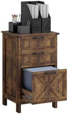 Kodotan sofa 3 Drawer File Cabinet with Silent Slides,Vertical Filing Cabinet for Hanging A4/Letter Size,Rustic Printer Stand with Storage