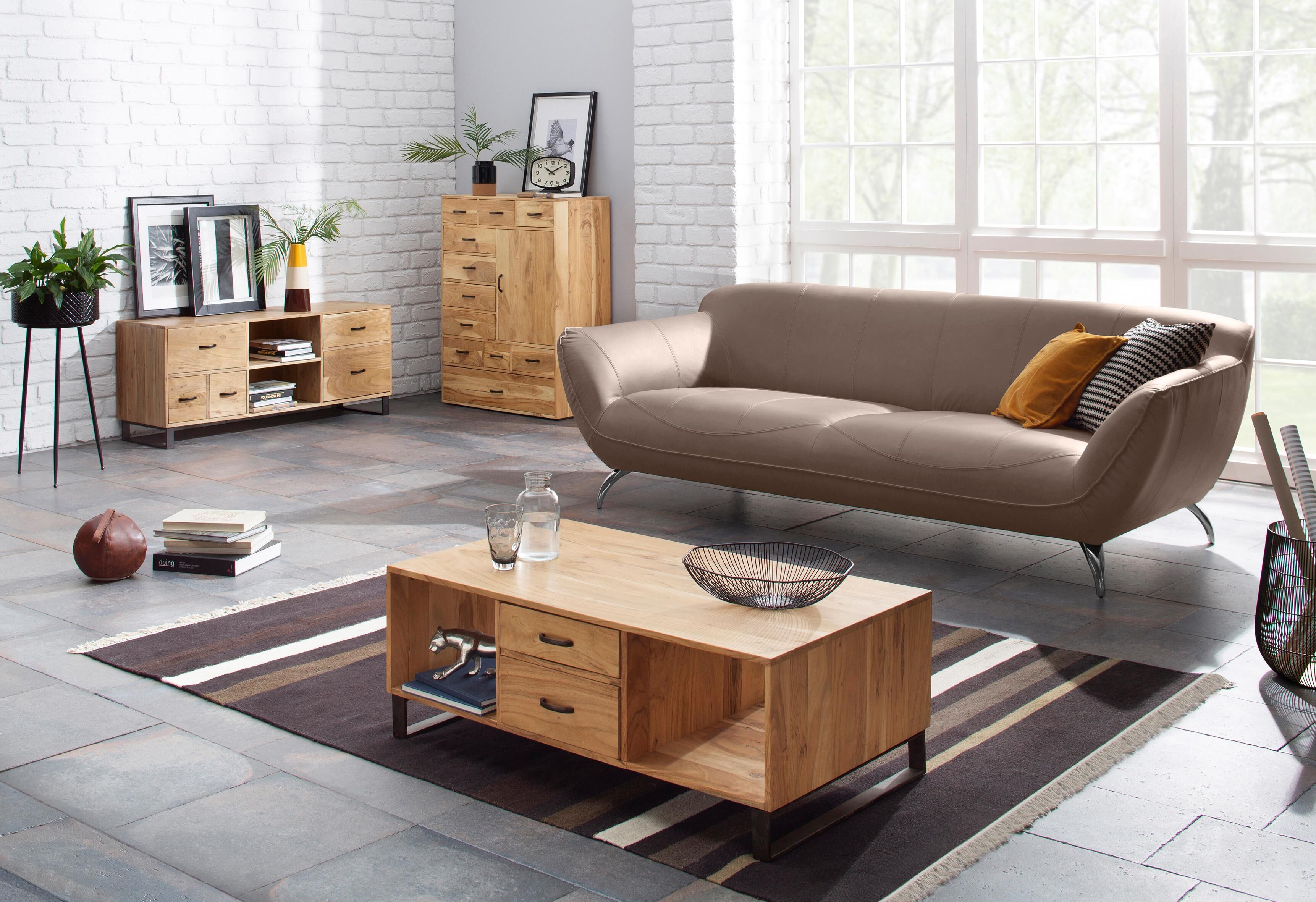 3-Sitzer GUTMANN FACTORY "Venezuela", grau (taupe), B:245cm H:83cm T:115cm, Sofas