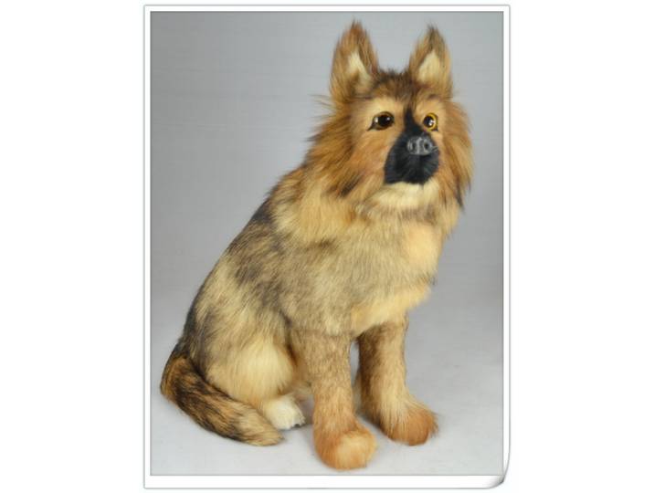 Grand chien de loup accroupi 38x30x18, modèle animal, artisanat en polyéthylène et fourrures, accessoires, décoration de la maison, cadeau d316