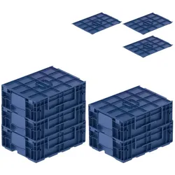 PROREGAL 5x VDA KLT Kleinladungsträger mit Verbundboden & Auflagedeckel | HxBxT 14,7x30x40cm | 10 Liter | KLT