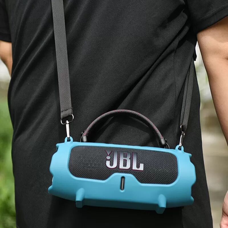 INF Silikonhülle kompatibel mit JBL Charge 6 mit abnehmbarem Schultergurt - Schutzhülle Blau
