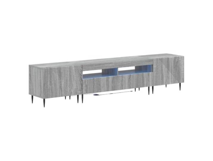 GKMBCVDFR 3-teiliges LED TV Regal Sonoma-Grau Holzwerkstoff mit Stauraum LED-Streifenlichter, flexible Anbringung, umkehrbare Türen, pflegeleichte Oberfläche, schlankes Profil