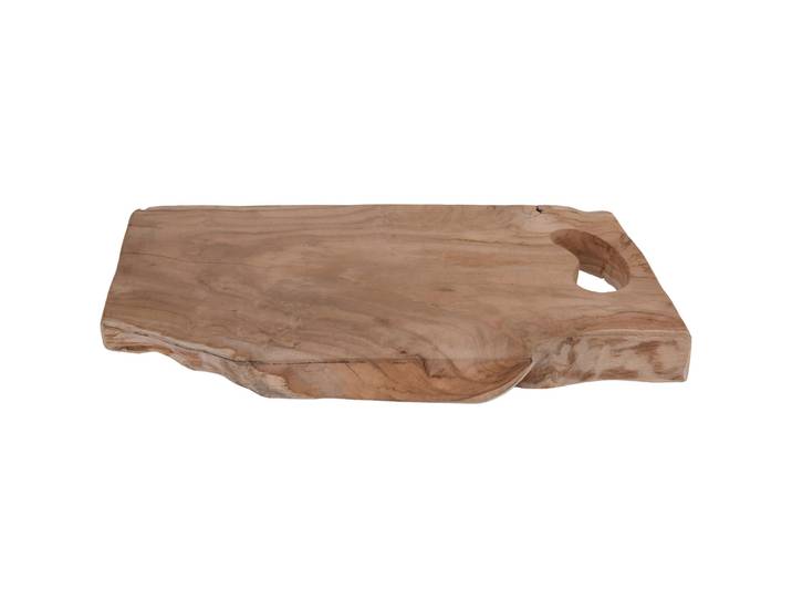 Schneidebrett Teakholz, natürliche Form, Servierbrett, 42 x 26 x 3 cm