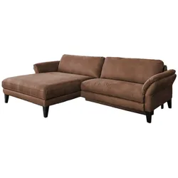 KAWOLA Sofa MALTA Ecksofa Stoff braun Recamiere links