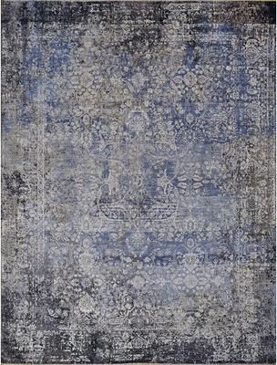 Exquisite Rugs Fine Pure Silk hand-knotted Silk Gray/Blue Area Rug - 8' x 10'