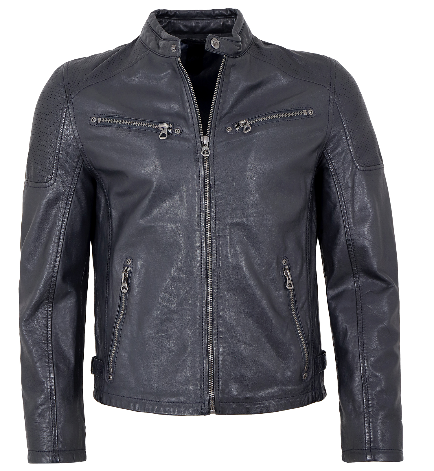 Gipsy - Herren Lederjacke Lammnappa navy/black : XXL