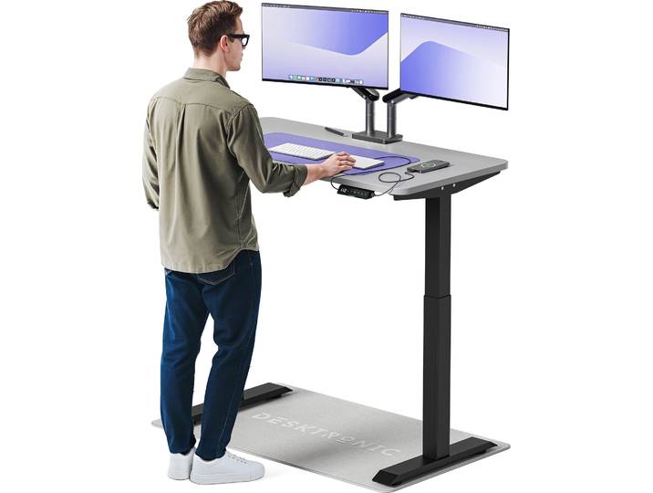 Desktronic HomeOne Bureau électrique réglable en hauteur 120x60cm noir/gris avec fonction mémoire\, technologie anti-collision\, ports de recharge USB-A et USB-C