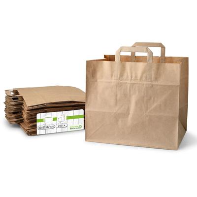 greenbox - Tragetaschen aus Recyclingpapier XXL, 32 x 21 x 27 cm, braun, breiter Boden, 250 St.