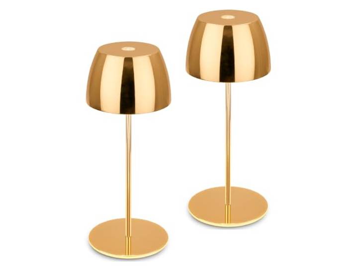BRILONER - 2er Set Mini LED Tischlampe kabellos, IP44, Touch, Goldfarben