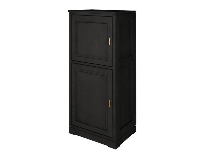 Highboard Glatt 59 x 142 x 46cm Türanschlag links Schwarz/Schwarz