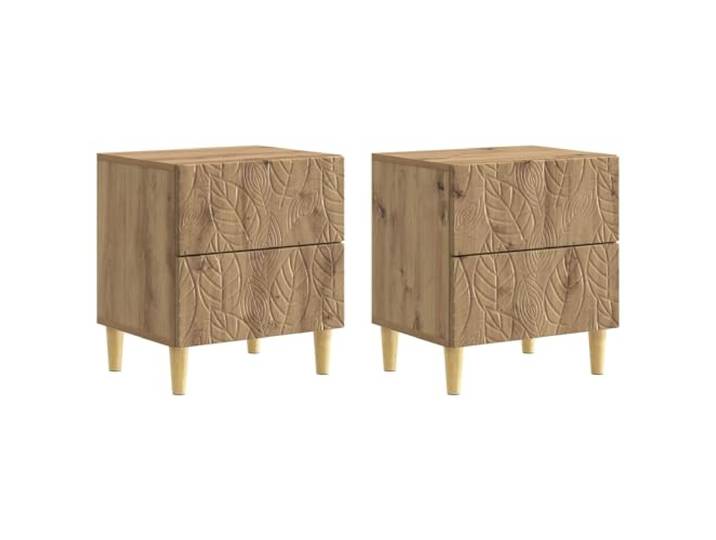 Fisinber Nachttisch 2er Set Artisan Eiche 43x34,5x48cm Beistelltisch Kompakter Beistelltisch im 2er Set mit Schubladen für Schlafzimmer und Wohnbereich. Eukalyptusbeine sorgen für festen Stand.