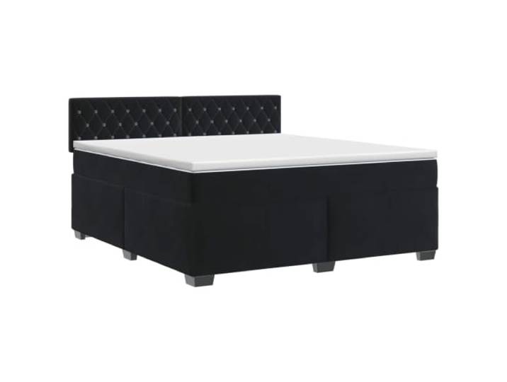 KTHLBRH Boxspringbett mit Matratze schwarz 160 x 200 cm Samt Kopfteil verstellbar 78-88 cm, Taschenfedern, mittlere Steifigkeit, Topper 5 cm, Engineered Holz, abnehmbare Abdeckungen
