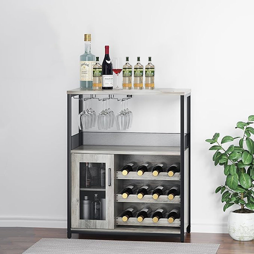 Blue Elephant 35.1 cm Wine Bar Cabinet Grey 91.9cm H X 69.1cm D X 35.1cm L