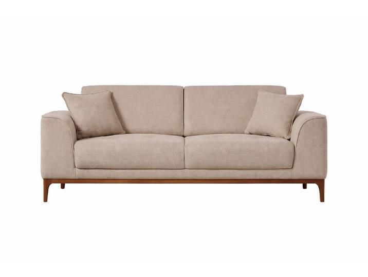 JVmoebel 3-Sitzer Sofa Modern Beige 3-Sitzer Designer-Sofa Stoff Holz Minimalismus, 1 Teile