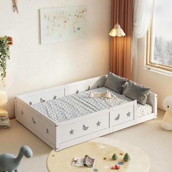 Kinderbett, Schlafzimmerbett - Montessori-Bett - Sicheres Schlafen - Massivholz - 140x200 cm - Weiß