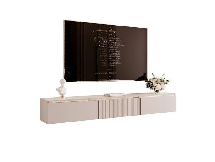 yourhouse24 Lowboard TV SELIA 200 in Kaschmir – Asymmetrische Riffelung