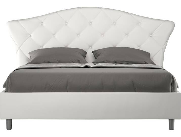ITYHOME - Lit sans sommier rembourré 160x190 similicuir blanc Langre